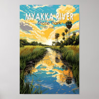 Myakka River State Park Floride Travel Art Vintage