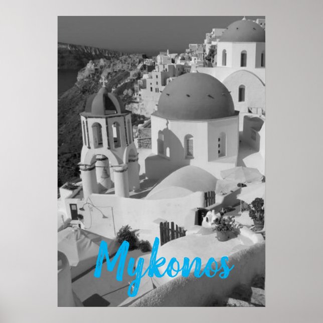 Poster Mykonos Grèce Travel - Church Cafe Europe Tourisme (Devant)