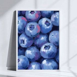 Poster Myrtilles Fruit Peint à l'aquarelle