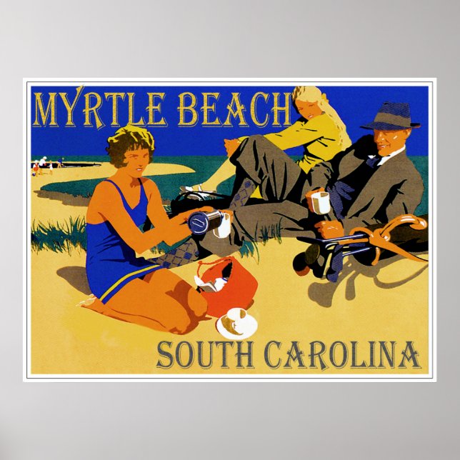 Poster Myrtle Beach Vintage Scène (Devant)