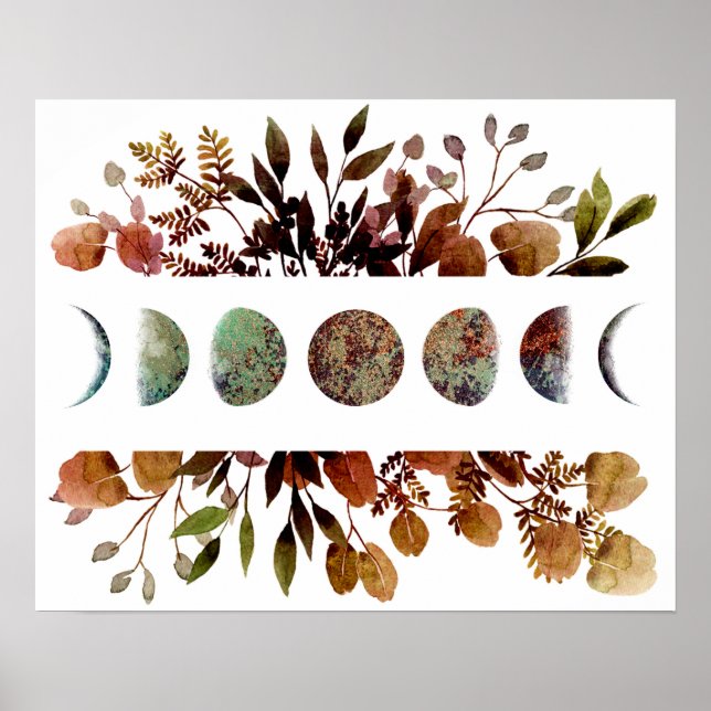 Poster Mysèque Automne Moon Cycle Bouquet Art Print (Devant)