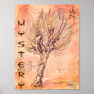 Poster Mystère antique avec arbre de symboles inconnus