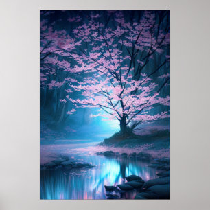 Poster Mystère bleu dans la forêt de Blossom