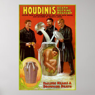 Poster Mystère défiant de la mort de Houdini