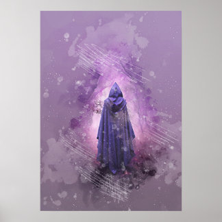 Poster mystérieuse figure magique aquarelle peinture