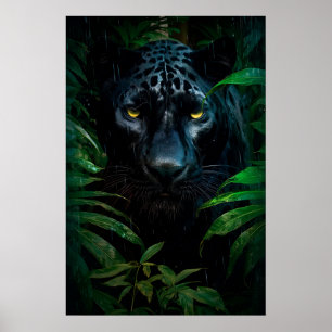 Poster Mystérieux Black Panther Jungle Faune Design