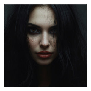 Poster Mystérieux portrait à haïr foncé