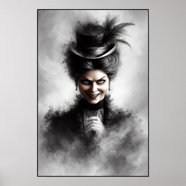 Poster Mysterious Creepy Victorian Woman Portrait Art (Devant)