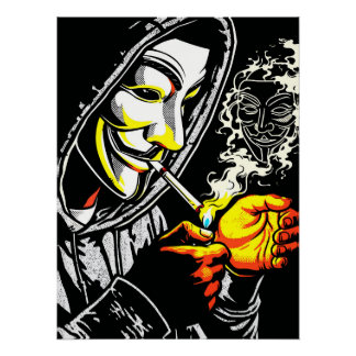 Poster Mysterious Hooded Mask Smoker Pop Art
