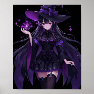 Poster Mysterious Witch with Purple Magic