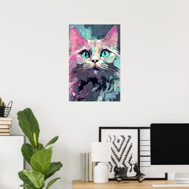 Poster Mystic Blue Eyes Kitten | Cute chat (Bureau à domicile)