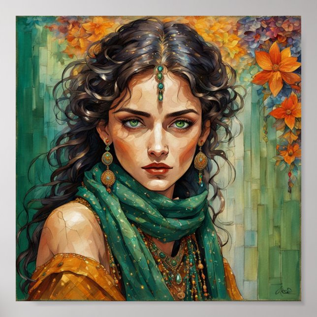 Poster Mystic Maven : Belle Gitane aux yeux verts (Devant)