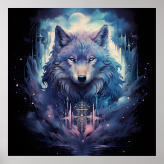 Poster Mystic Moon Wolf Guardian