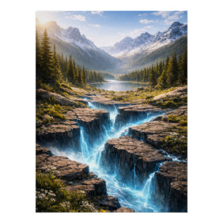 Poster Mystic Mountain Valley – Fantasy Nature Landscape