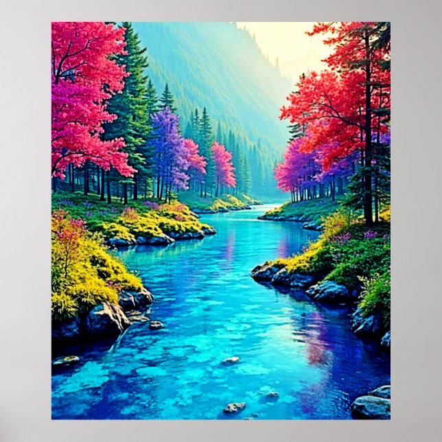 Poster Mystic River Dreamy Forest Path Design (Devant)