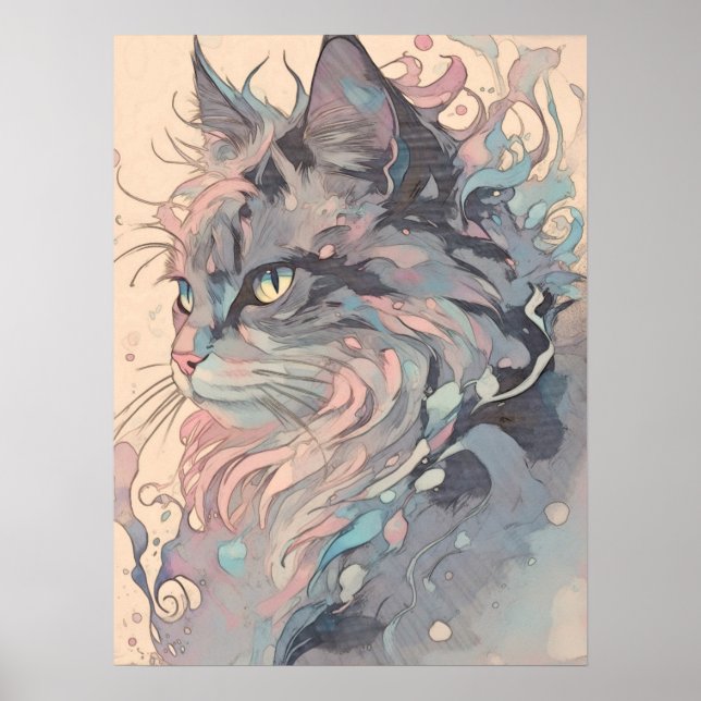 Poster Mystic Vintage Style Chat Art (Devant)