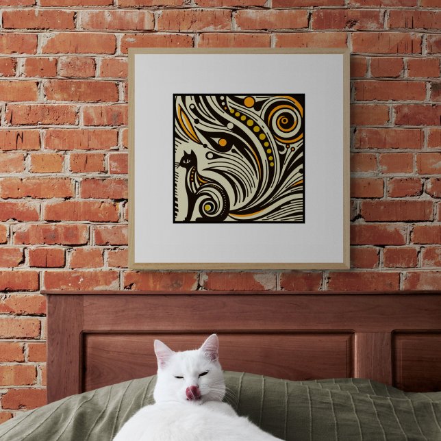 Poster Mystic Whiskers : Retro Cat Art (Créateur téléchargé)