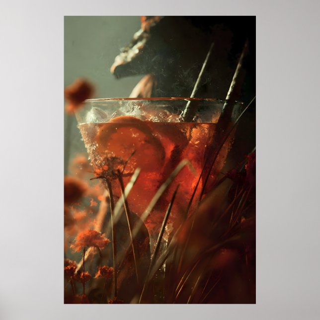Poster Mystical Citrus Cocktail – Dark Botanical Art Prin (Devant)