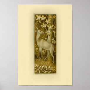 Poster Mystical White Deer in Woods 1877 Imprimer