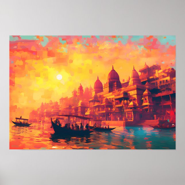 Poster mystique de Varanasi India Wall Art (Devant)