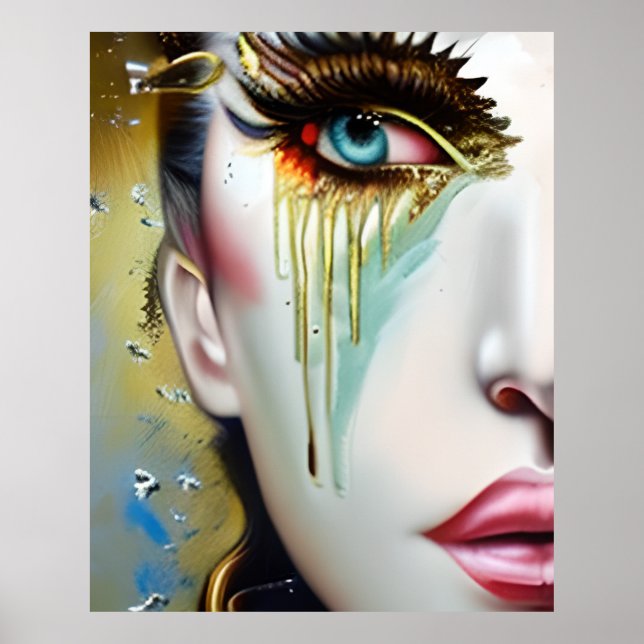 Poster Mystique Ethérée Belles femmes avec des larmes d'o (Devant)