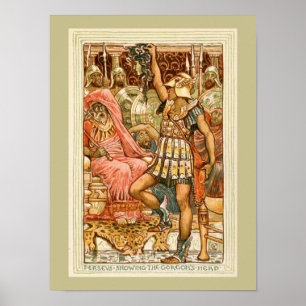 Poster Mythes grecs antiques Perseus par la grue de