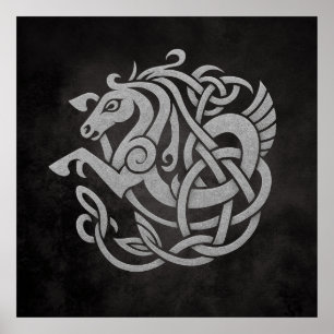 Poster Mythique Viking Horse - Norse Knotwork Symbole de 