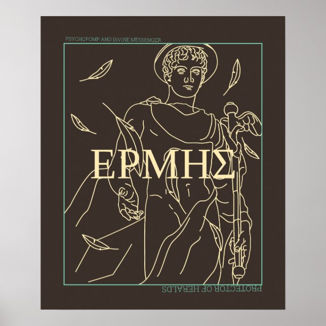 Poster Mythologie grecque Hermes Dieu Grèce antique (Devant)