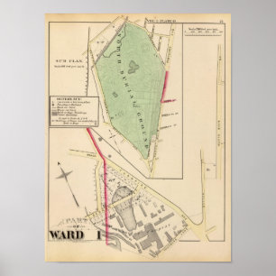 Poster N Burial Ground et carte d'atlas de Woonsocket