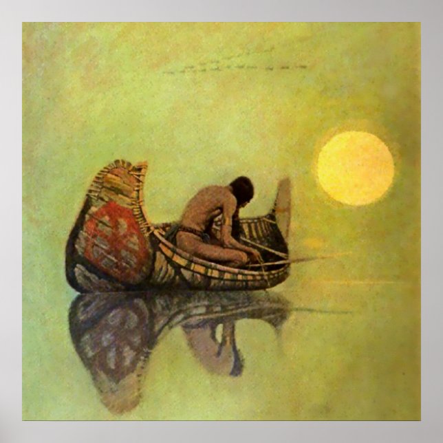 Poster N C Wyeth Peinture occidentale "Le Pêcheur silenci (Devant)