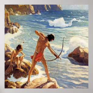 Poster N C Wyeth Western Painting “First Maine Fishermen”