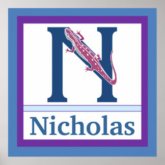 Poster N est pour Newt et nom de garçon Wall Art pour enf