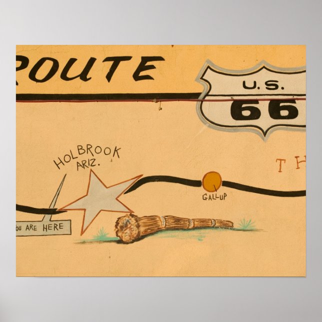 Poster NA, USA, Arizona, Holbrook Route 66 road mural (Devant)