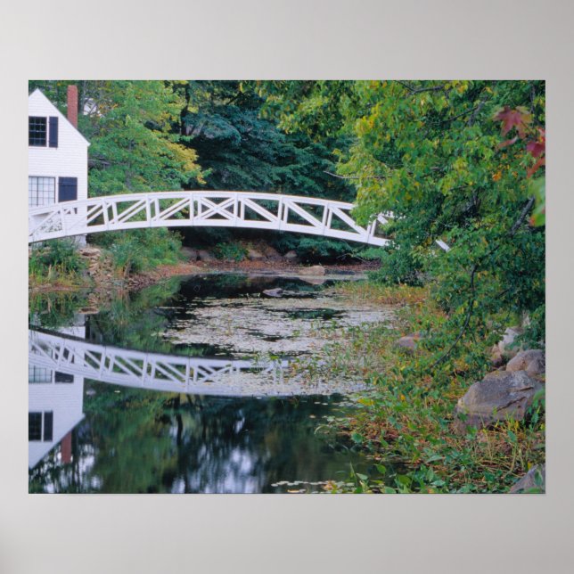 Poster NA, USA, Maine. Passerelle au-dessus de l'étang à  (Devant)