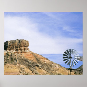 Poster NA, USA, Texas Windmill et falaises de Palo Duro