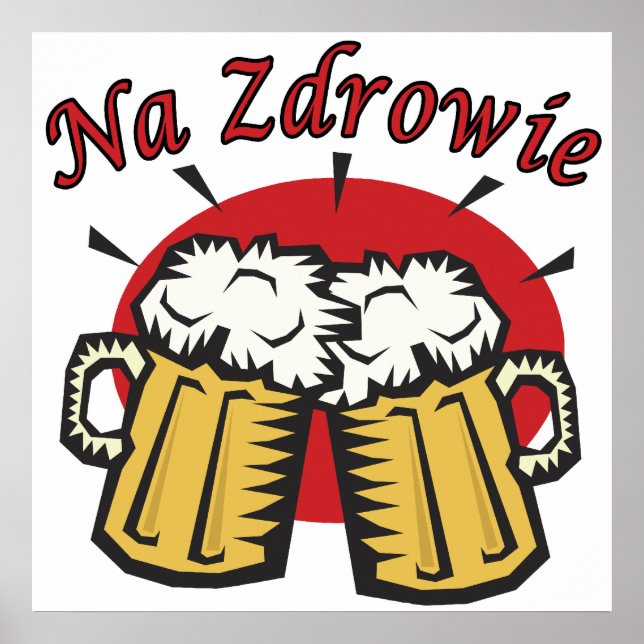 Poster Na Zdrowie Toast Avec Mugs De Bière (Devant)