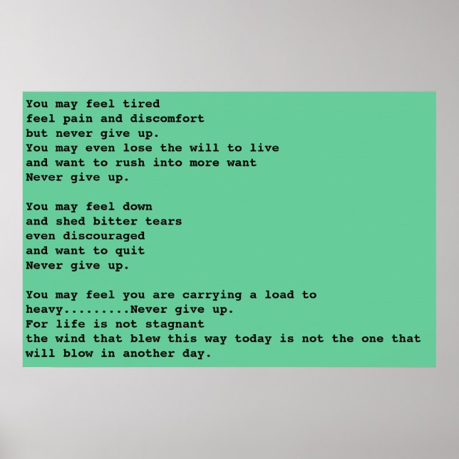 Poster N'abandonnez jamais (Devant)