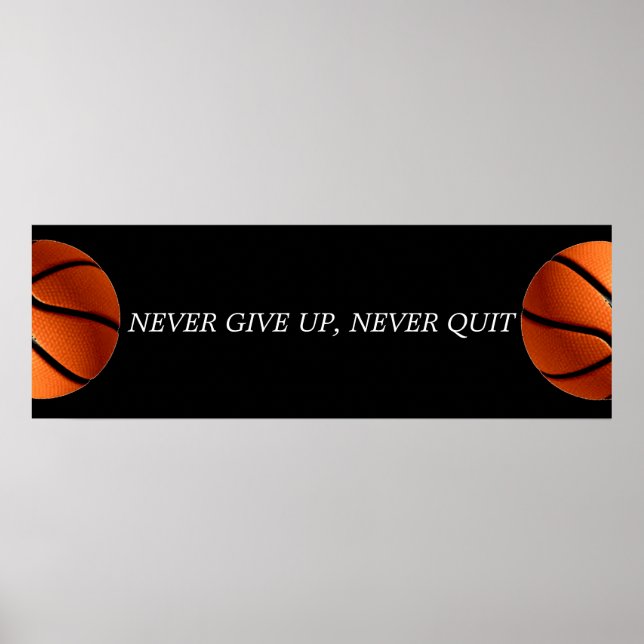 Poster N'abandonnez jamais le basket-ball motivationnel (Devant)