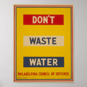 Poster N'affiche pas de gaspillage d'eau vintage WPA