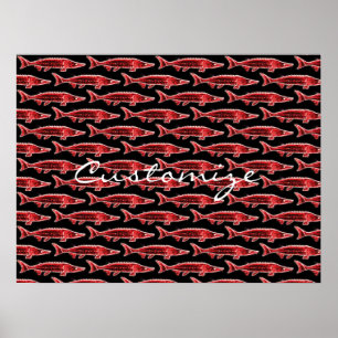 Poster nage d'esturgeon rouge