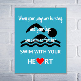 Poster Nagez avec votre coeur sport de motivation