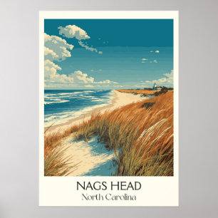 Poster Nags Head Caroline du Nord Vintage Beach Dunes Art