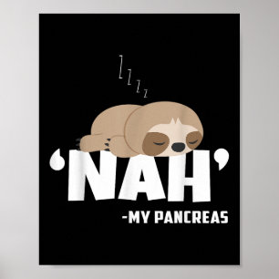 Poster Nah My Pancreas Funny Sloth Sensibilisation au dia