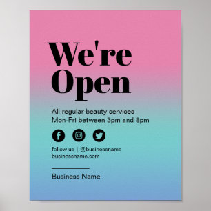 Poster Nail Salon Ouvert pour les entreprises Rose Coloré