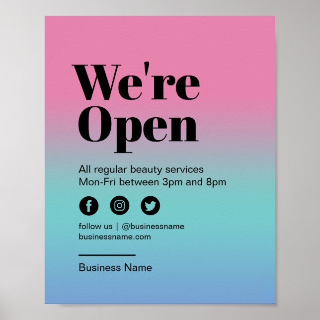 Poster Nail Salon Ouvert pour les entreprises Rose Coloré (Devant)