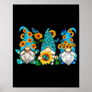 Poster Nains Mignons Avec Jardinier Papillon Tournesol Ét