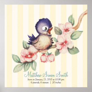 Poster Naissance personnalisée vintage de bébé petit oise