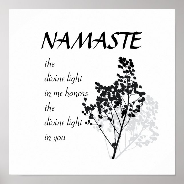 Poster Namaste cite du texte sur l'art de la nature noire (Devant)