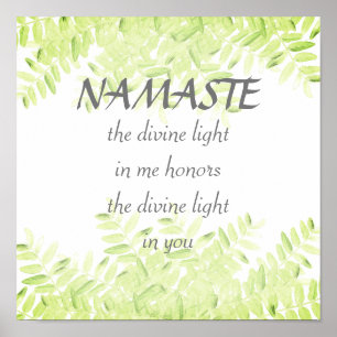 Poster Namaste cite jolie nature verte design feuille