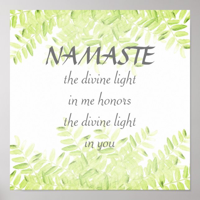 Poster Namaste cite jolie nature verte design feuille (Devant)